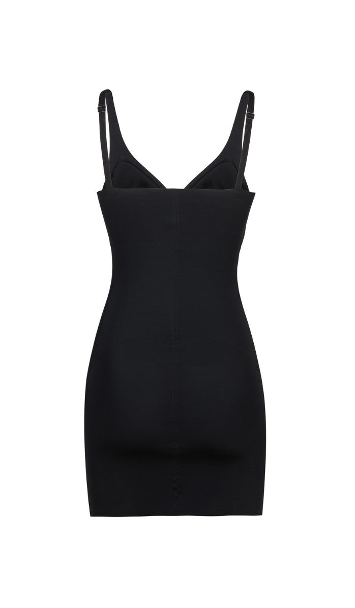 שמלה מחטבת - שחור