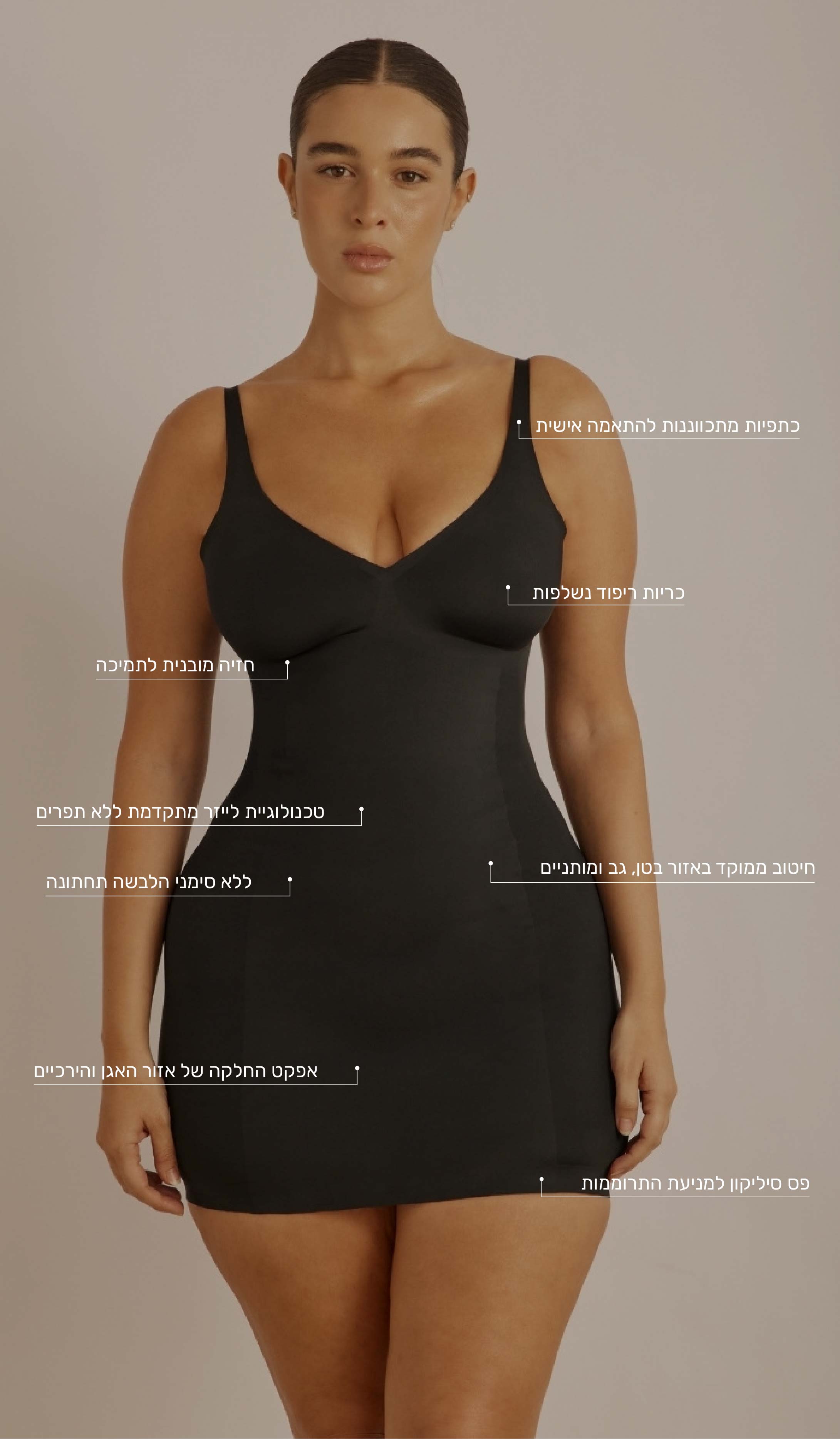 שמלה מחטבת - שחור