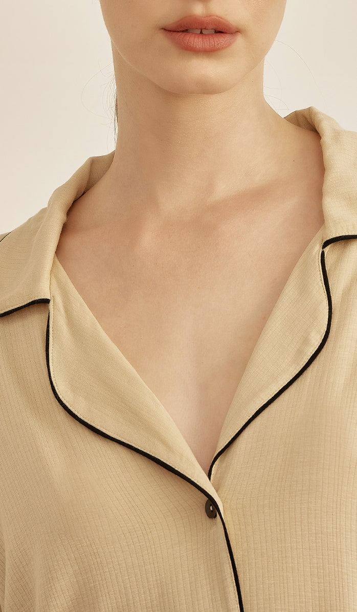 סט מכופתר מיקרו מודל - חול