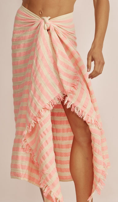 פראו כותנה - פסים ורוד ניאון