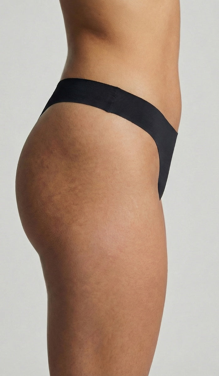 תחתון כותנה ללא תפרים - חוטיני שחור