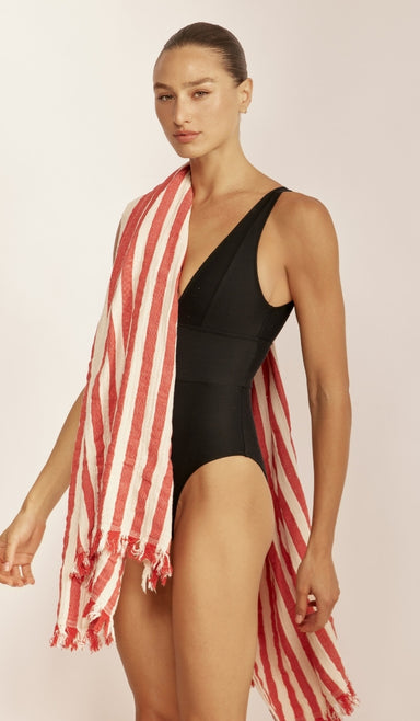 פראו כותנה - פסים אדום