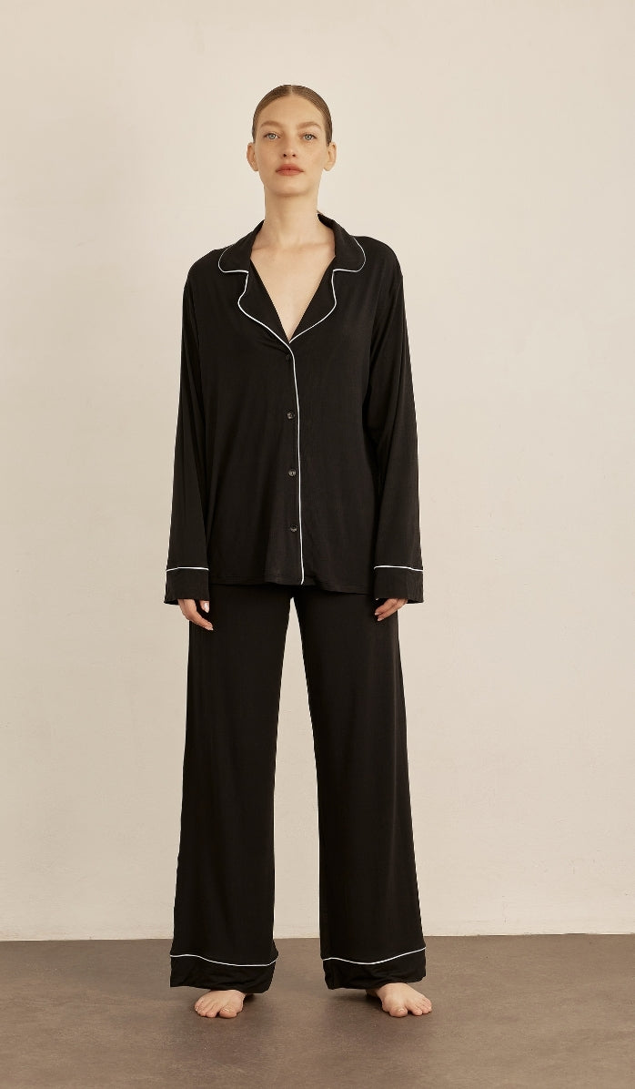 סט מכופתר מיקרו מודל - שחור