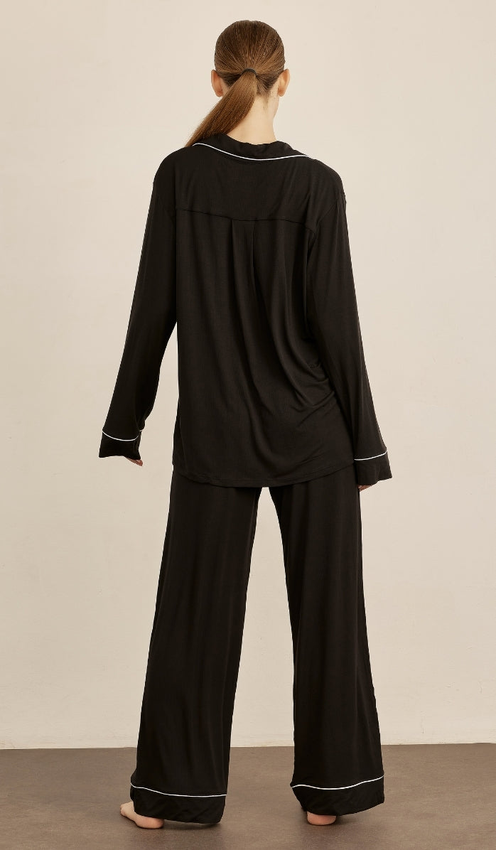 סט מכופתר מיקרו מודל - שחור