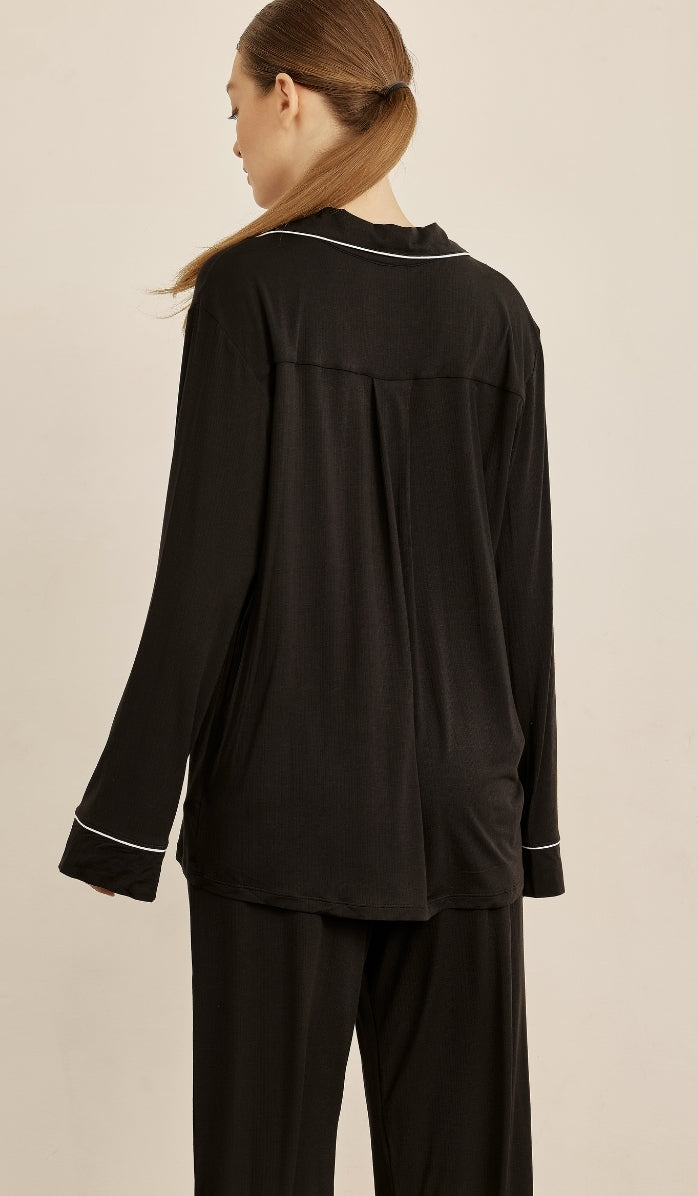 סט מכופתר מיקרו מודל - שחור