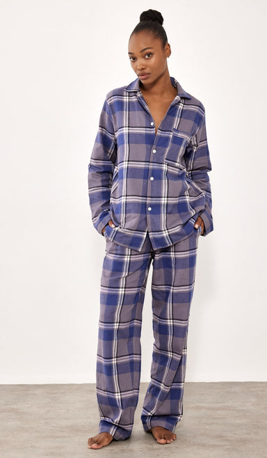 סט מכופתר פלנל - בילי כחול משובץ