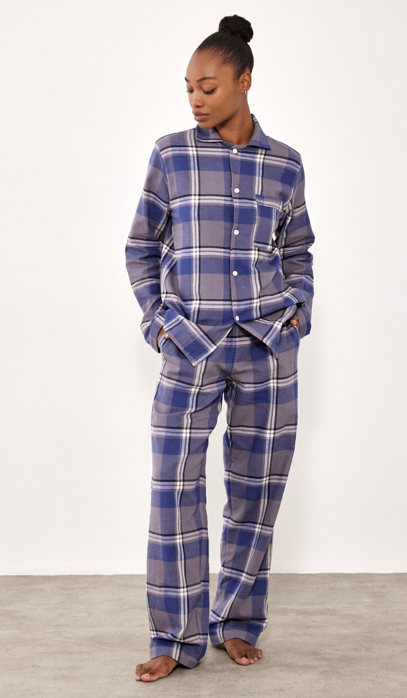 סט מכופתר פלנל - בילי כחול משובץ