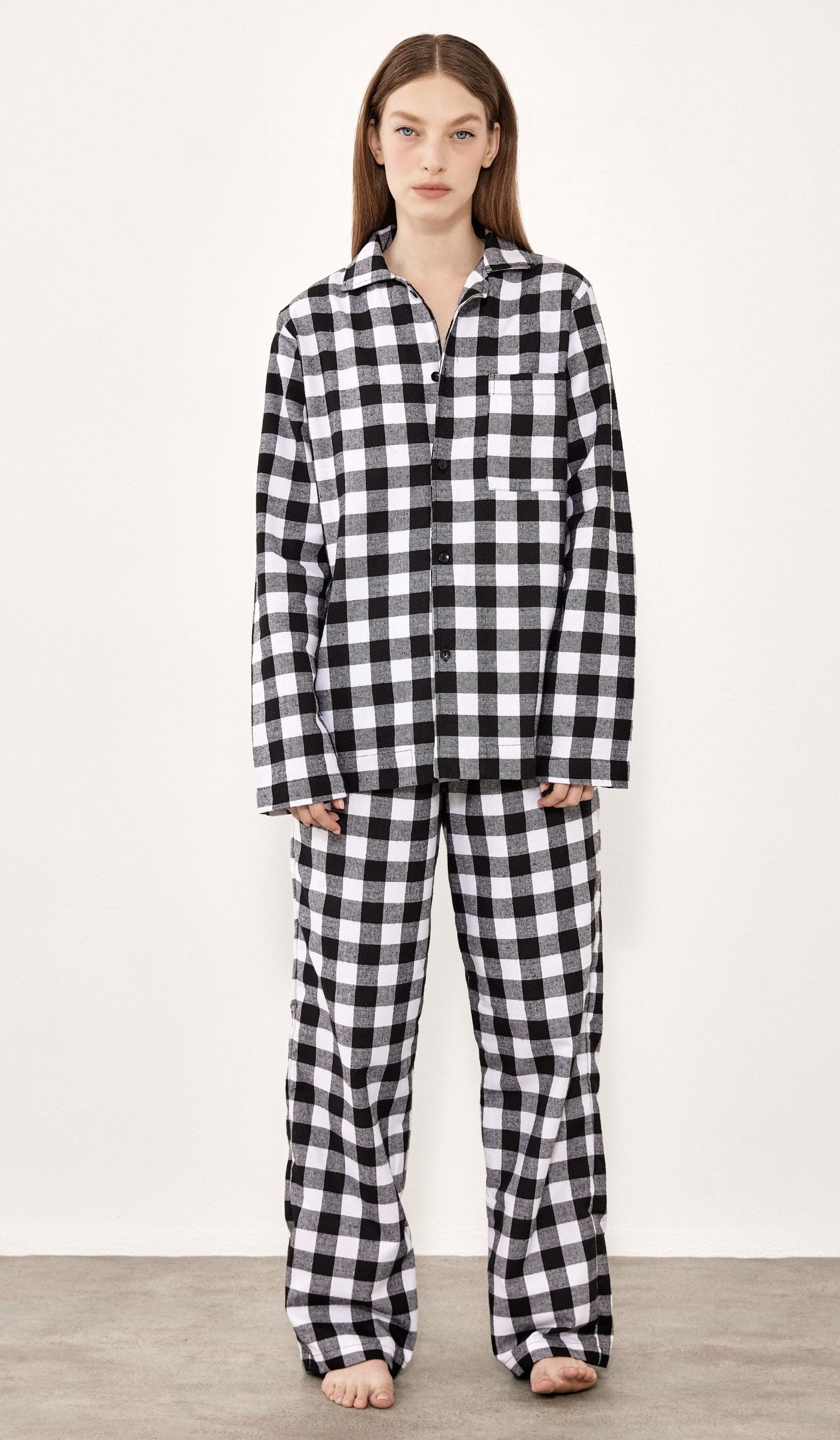 סט מכופתר פלנל - בילי שחור לבן משובץ