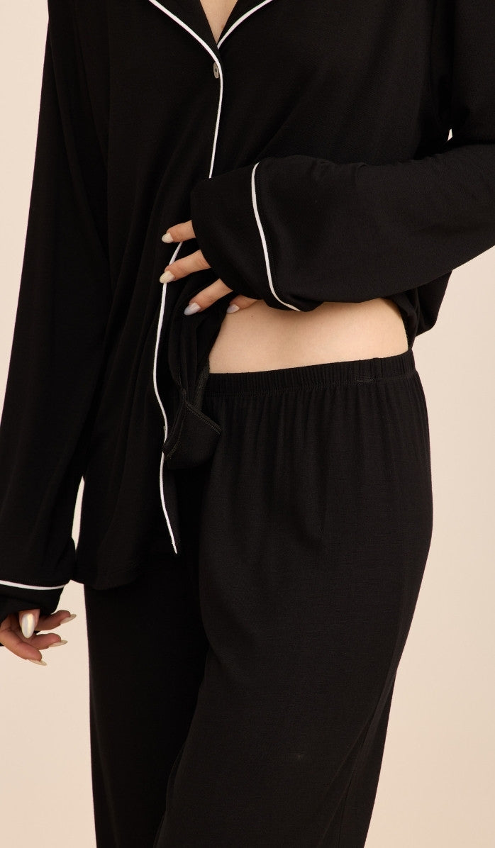 סט מכופתר מבד מודל - אלכסה שחור