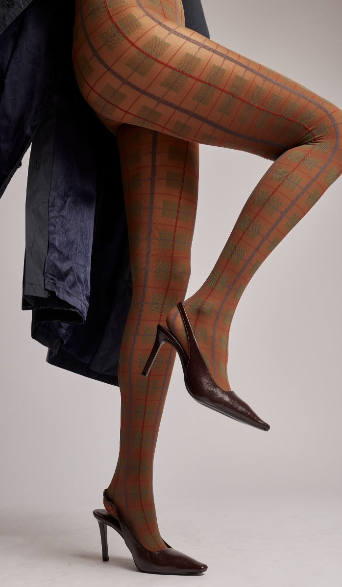 גרביון משבצות אוקספורד - מוקה