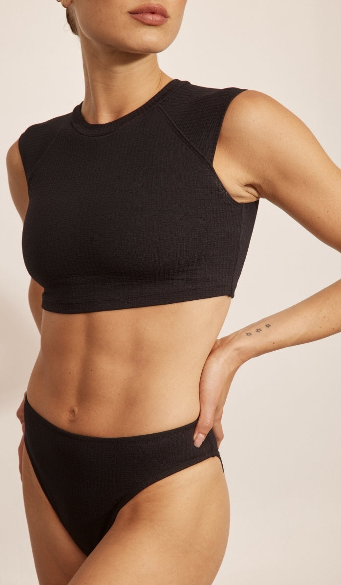 טופ ביקיני לנשים - ברוק שחור וופל