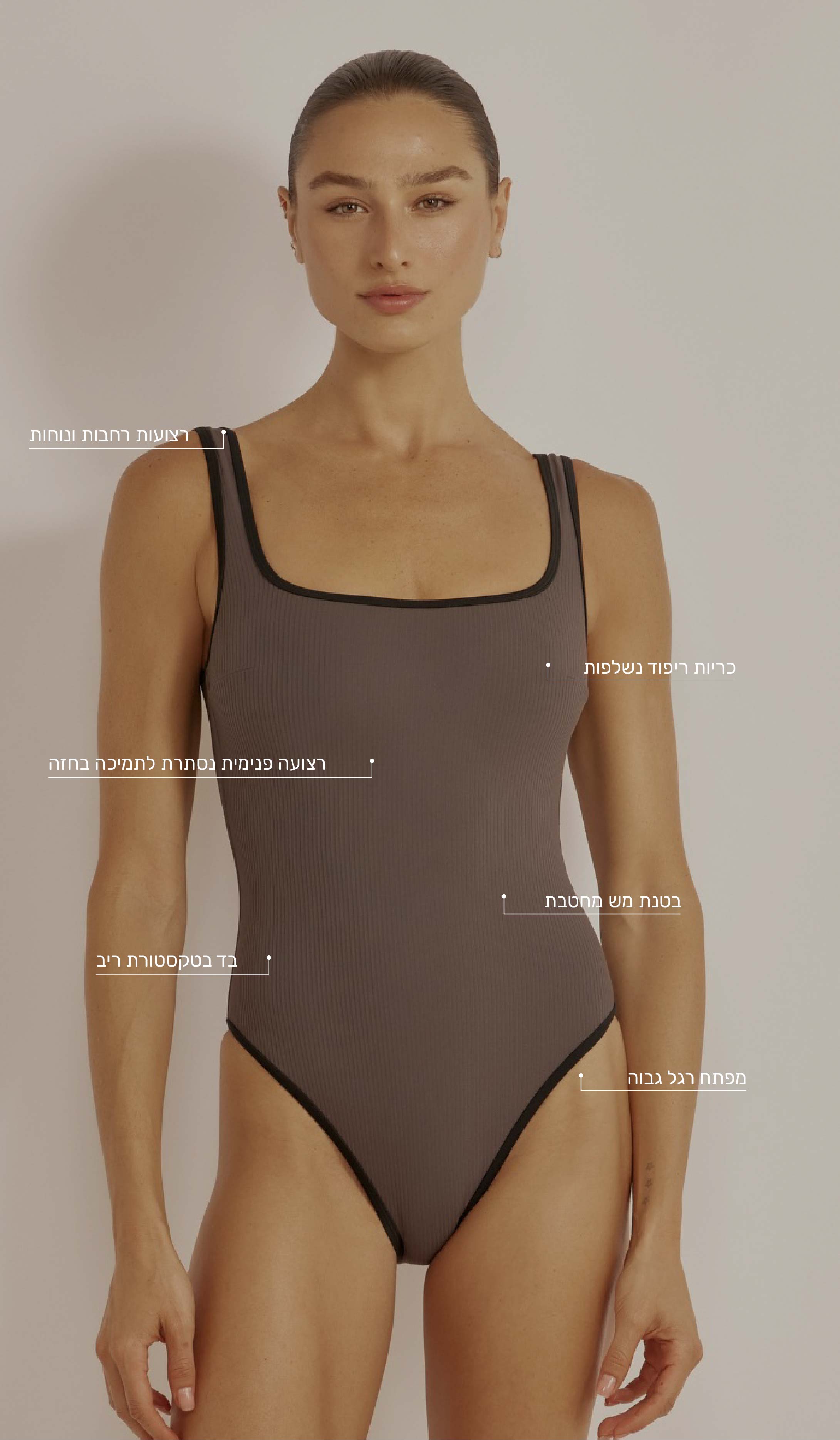 בגד ים שלם לנשים - מישל שחור ריב