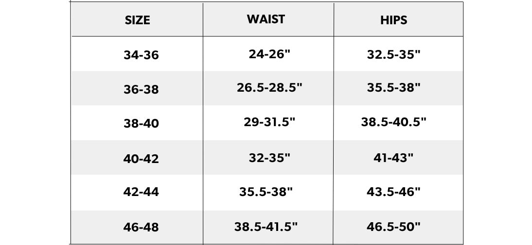 מכנסי מודל שחורים  - ULTRA LIGHT — size chart cm