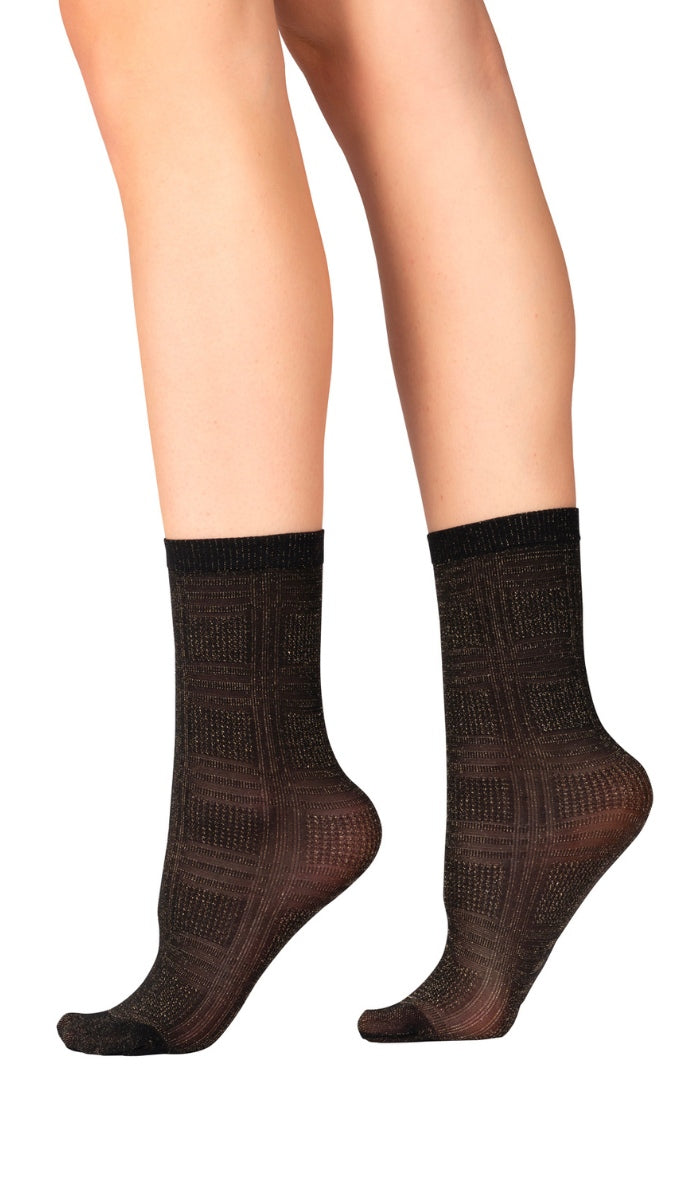 גרבי משבצות - שחור מטאלי