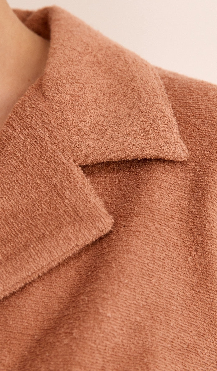 סט מכופתר מבד בוקלה - ורוד מעושן