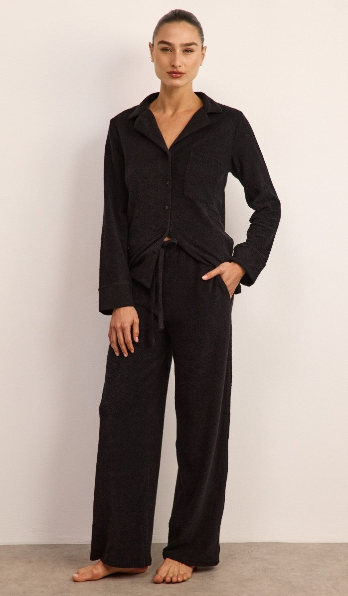 סט מכופתר מבד בוקלה - שחור