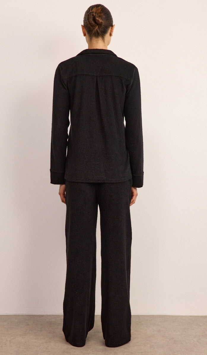 סט מכופתר מבד בוקלה - שחור