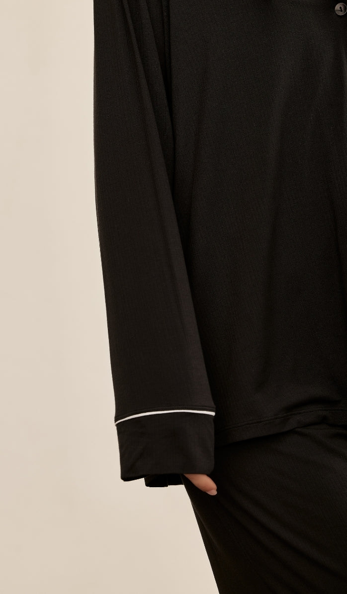 סט מכופתר מיקרו מודל - שחור