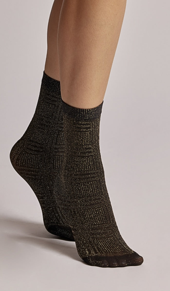 גרבי משבצות - שחור מטאלי