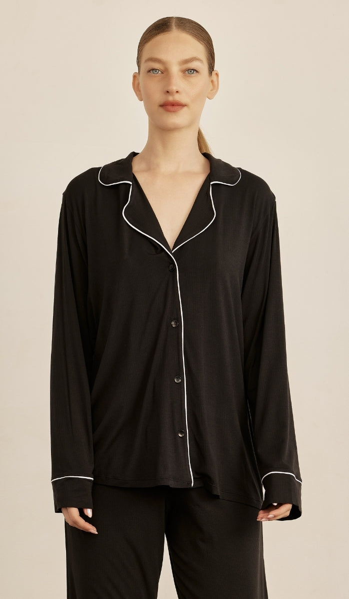 סט מכופתר מיקרו מודל - שחור