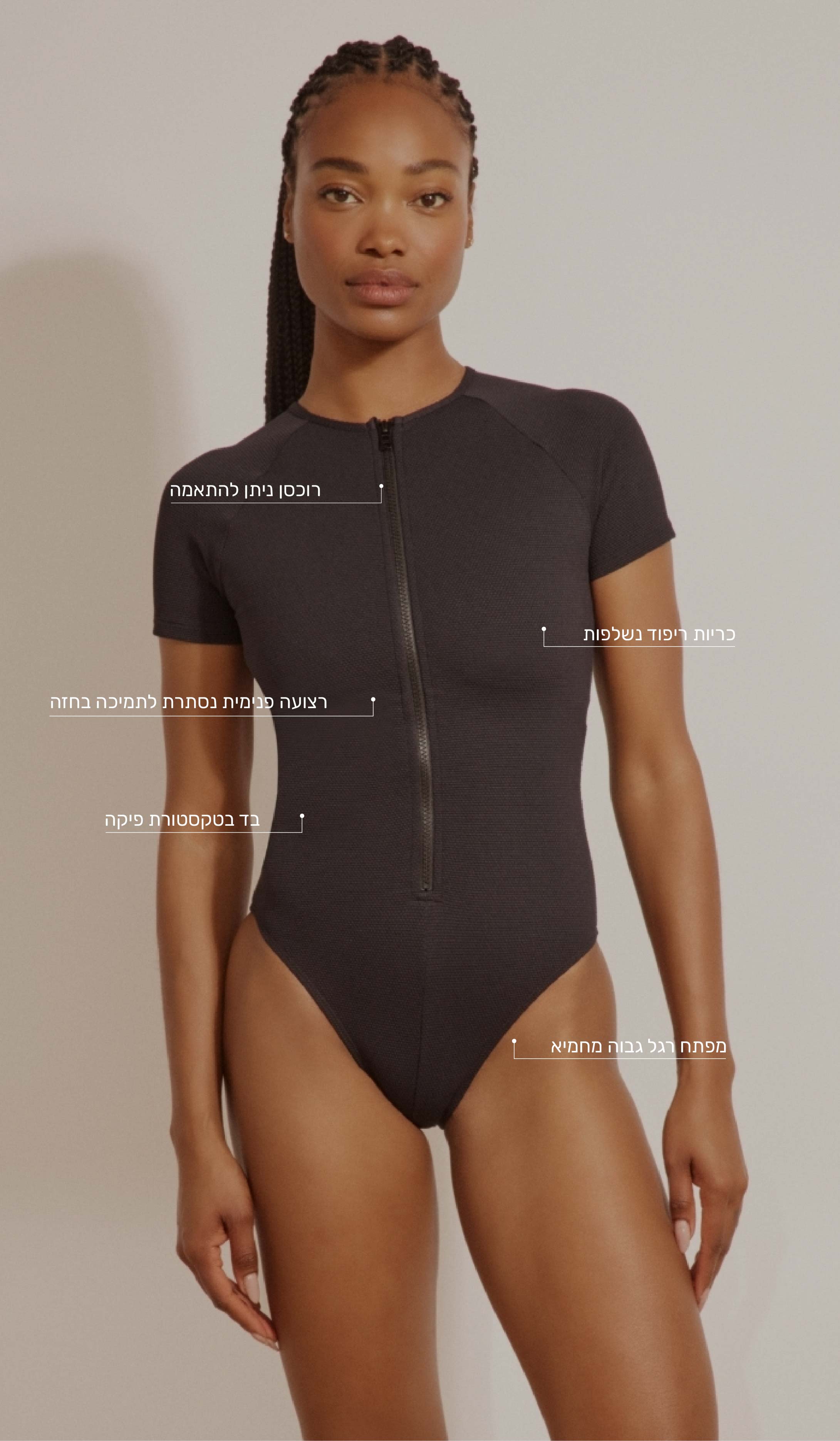 בגד ים שלם לנשים - קאיה שחור פיקה