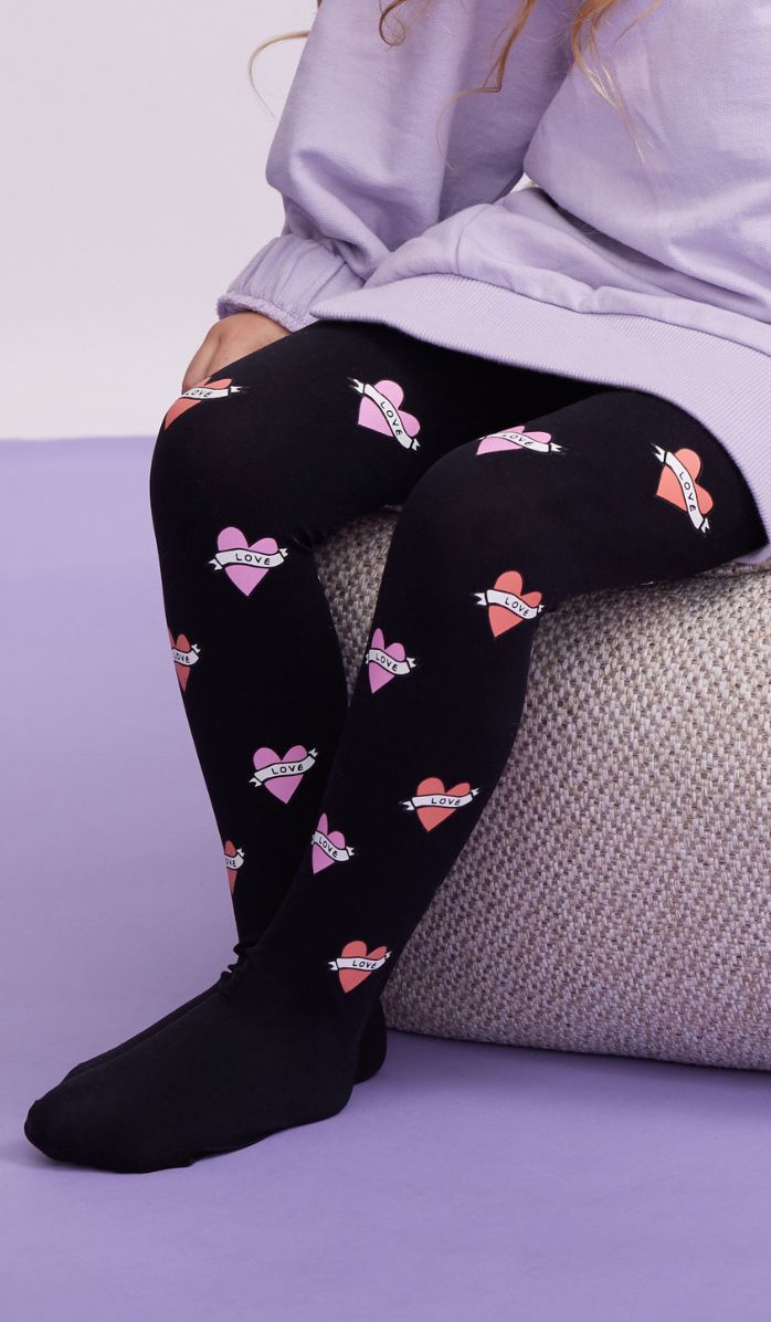 גרביון ילדות אטום - לאב יו שחור