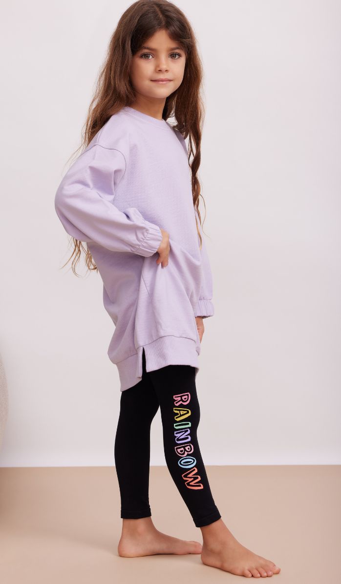 גרביון ילדות ללא כף רגל - ריינבואו שחור