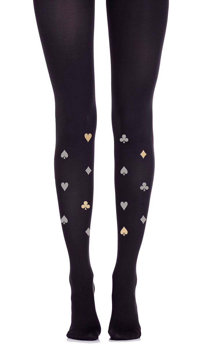 גרביון בצבע שחור עם הדפס תלתנים ומעוינים