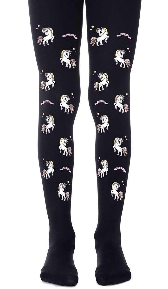 גרביון שחור עם הדפס חדי קרן