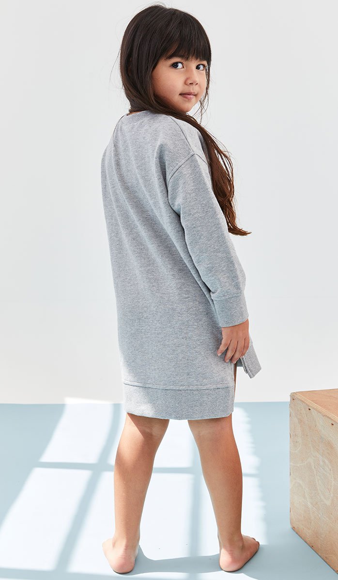 שמלת פוטר לילדות בגזרת זיפר אפורה